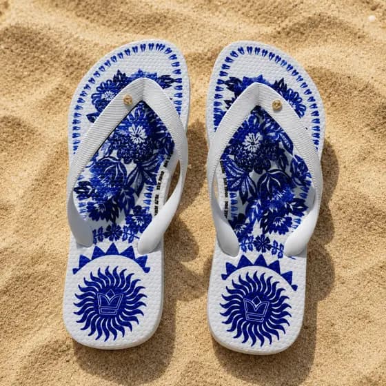 Chinelo de Dedo Feminino Branco com Estampa Tropical Colorida Leve