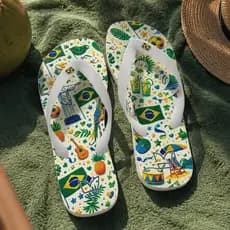 Chinelo Estampa Brasil Praia Verão Copa Caipirinha Conforto Total