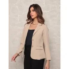 L139 Blazer Forrado 2 botoes Classico Twill Blusas Feminin