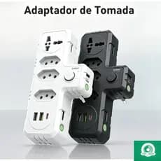Conector De Extensão Portátil Universal COM USB E Type-C Transformador Conversor De Tomada