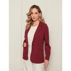 L1101 Blazer feminino alfaiataria Forrado Com Bolso