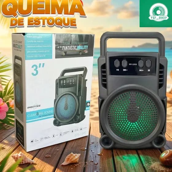 Caixinha de som Blutooth alto falante Luz RGB colorida 5W Radio Usb Mp3 portátil GTS-1360