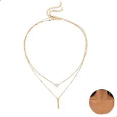 Conjunto Colar Feminino Dourado Delicado C/saquinho Protetor