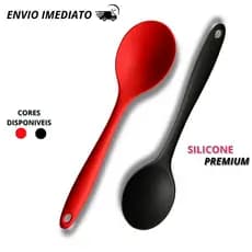 Colher de Silicone Resistente ao Calor Antiaderente Não Risca Panelas Utensílio de Cozinha Premium
