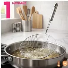 Escumadeira Aramada 13cm Aço Inox Cozinha Fritura Escorrer Óleo Resistente Pequena