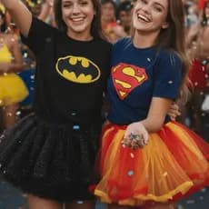 Kit com Duas Camisetas Femininas Fantasia De Carnaval Heróis Camisa Carnaval Blusa Bloquinho Algodão Confortável