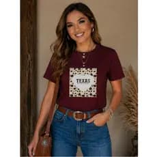 Camiseta Feminina Country Texas Básica Algodão Camisa Feminina Estilosa Leve e Confortável