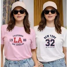 Kit com duas Camisetas Feminina Basica Algodao Leve e Confortavel Dia a Dia Promocao