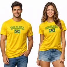 Camiseta Unissex Brasil Camiseta Algodão Básica Masculina Brasil Promoção