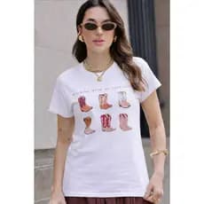 Camiseta Feminina Algodão Country Estilosa Básica Camiseta Oferta Promoção Leve e Confortável