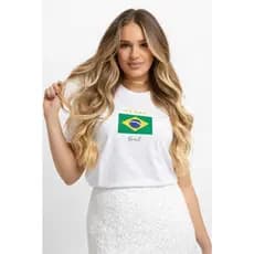 Camiseta do Brasil Camiseta Feminina Básica Copa do Mundo Camisa do Brasil Blusa Leve e Confortável