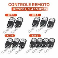 Controle Remoto Universal KIT 2/3/4/5 para Portão Elétrico Eletrônico Garagem com Chaveiro 433mhz 4 Botões - preto