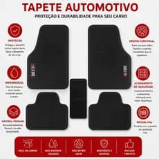 Tapete Para Carro Automotivo Bordado 5 Peças De Borracha Reforçada Antiderrapante Resistente Lavável