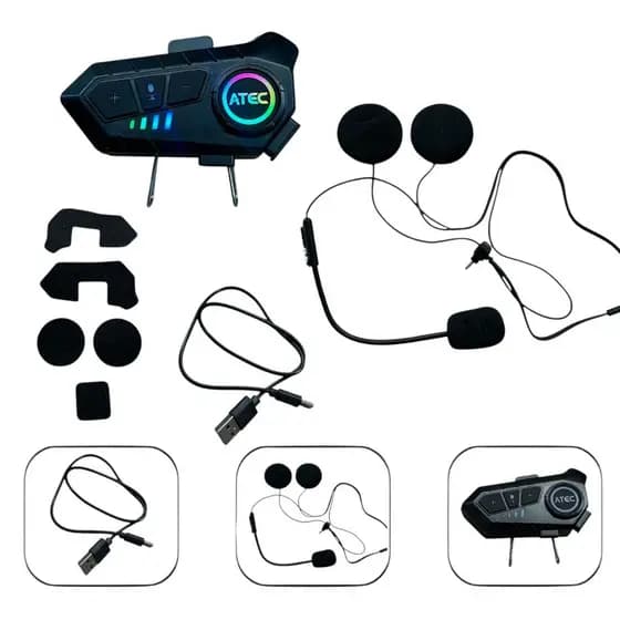 Intercomunicador P/Moto Fone Sem Fio 5.3 Para Capacete Bluetooth Fio Completo