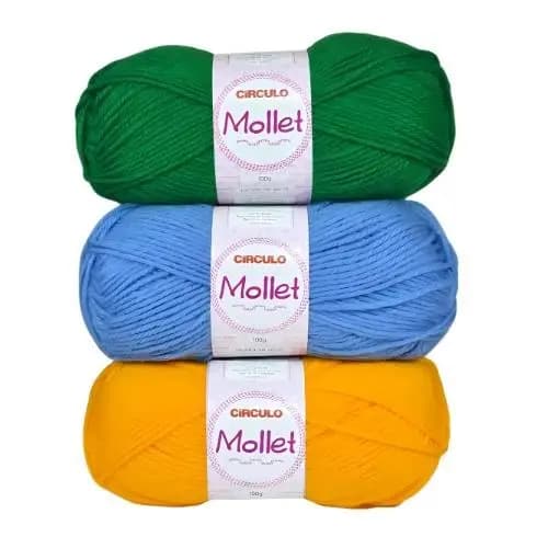 Lã Mollet Círculo 100g 200m | Fio para Crochê e Tricô | Macio, Quentinho e Ideal p/ Roupas e Acessórios | Várias Cores
