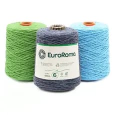 Barbante EuroRoma Nº6 600g 610m Fio para Crochê Tricô Tapetes Macio Várias Cores Linha Artesanato