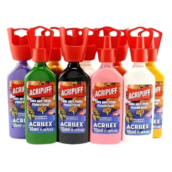Tinta para Tecido Acripuff Acrilex 35ml Expansível Alto Relevo 3D Escolha a Cor