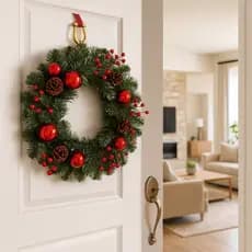Guirlanda De Natal Verde Porta Decoração Natalina Linda Dourado
