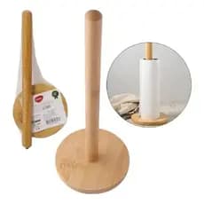 Porta Rolo Papel Toalha Bambu Cozinha Suporte Vertical Mesa Posta