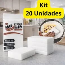 Kit 20 Esponja Mágica Branca Melamina Tira Mancha Limpeza Desengordura Bucha Max Clean
