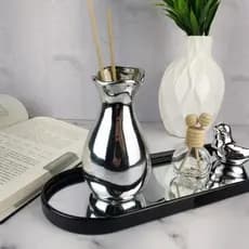 Bandeja Espelhada Multiuso Oval Decorativa Banheiro Lavabo Preto