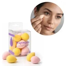 Kit 12 Esponjas De Maquiagem Base Corretivo Aleatórias Coloridas Mini Individual Absorvente