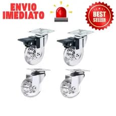 Kit Rodas Giratórias  4 , 6, 8,12 ou 16 Silicone Rodinhas GEL Forte 50mm Com Freio + Sem Freio