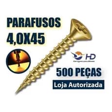 Parafuso 4,0 X 45 Chipboard Chata Phillips para Madeira - HD CAIXA COM 500 peças - 4 0 x 45