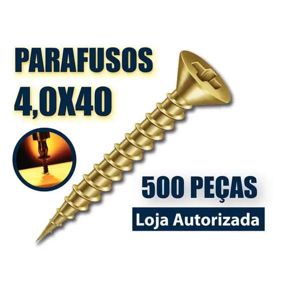 Parafuso 4,0 X 40 Chipboard Chata Phillips para Madeira - HD ou RENNA CAIXA COM 500 peças - 4,0x40