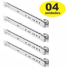 4 Pares Corrediça Para Gaveta 35cm Branca Comum 350mm