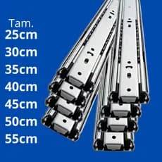 Kit 4 Par Corrediça Telescópica Reforçada e Light Vários tamanhos 25cm 30cm 35cm 40cm 45cm 50cm 55cm