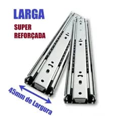 Corrediça de Gaveta Trilho Telescópico LARGA REFORÇADA 45mm Largura (1PAR) - 25CM 30CM 35CM 40CM 45CM 50CM