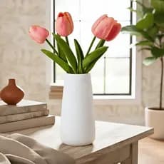 Vaso Nórdico Cerâmica Branco Textura Boho Minimalista Moderno 800ml Mikonos Hauskraft