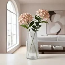Vaso Vidro Canelado Elpis Incolor Flores Aranjos 850ml - 20cm