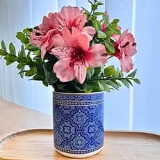 Cachepôs Vaso Azulejo Português Azul Branco 10 cm Arranjos Flores  Suculentas