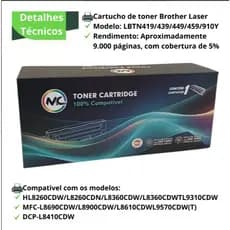 Kit Toner Preto+Amarelo+Ciano+ Magenta -  Compatível Brother Laser Sf