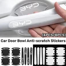 4/8 Peças Adesivos Transparentes para Portas de Carro BYD, Versão Reforçada Anti-Risco com Textura de Fibra de Carbono,