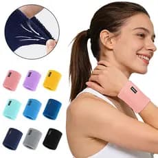 1 Peça Esportes Respirável Pulseira Elástica Absorver Suor Basquete Badminton Toalha Suporte De Pulso