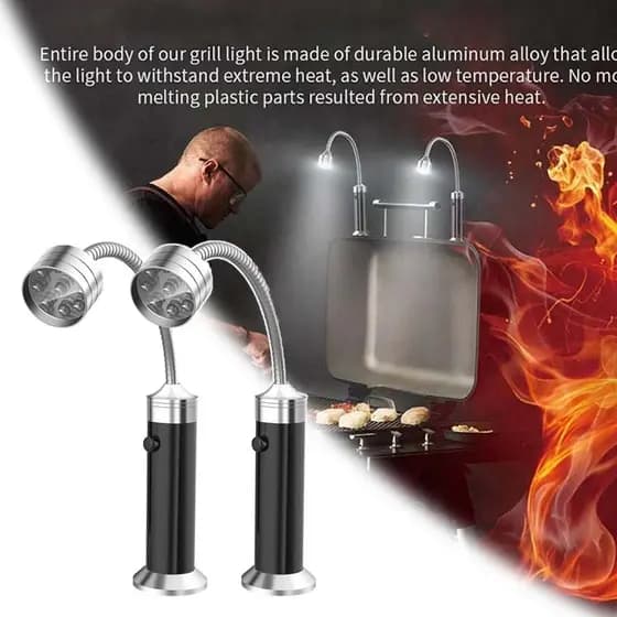 2pcs Churrasqueiras Para Churrasco Ao Ar Livre Led Flexíveis Ajustáveis 360 Graus Resistente Calor Lanterna De Lâmpadas Gooseneck