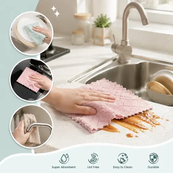 5/10/20 Peças Pano De Prato De Microfibra Super Absorvente Alta Qualidade Panos de Prato e de Limpeza Casa
