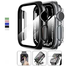 Capa Case Bumper Vidro Temperado para Apple Watch Series Ultra/10/9/8/7/SE, 40/41/44/45mm