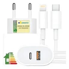 Kit Carregador Turbo 40W para iPhone – USB/USB-C PD 3.0 QC4.0 9.1A + Cabo USB-C para Lightning