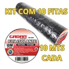 Kit Fita Isolante 10 Unidades Resistente 900v 10m Profissional Antichamas Alta Qualidade