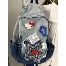 2023 Novo Estilo Gradiente Mochila de ganga Mochila Feminina Hello kitty Mochila Feminina Hello kitty Mochila Estudantil de Grande Capacidade Saco Escolar de Saída