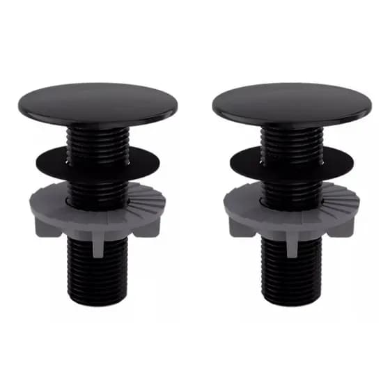2 Tampão Tapa Furo Plug ABS 1/2 Lavatório/ Bidê/ Pia/ Cuba/ Banheiro - Preto