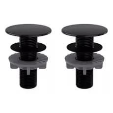 2 Tampão Tapa Furo Plug ABS 1/2 Lavatório/ Bidê/ Pia/ Cuba/ Banheiro - Preto