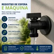 Registro Multiuso para Máquina de Lavar e Tanque – Metal Preto