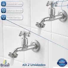 Kit 2 Torneira Para Tanque E Jardim De 1/2 Com Bico 3/4 1130 C33