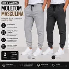 Kit 2 Calças De Moletom Jogger Masculino Academia Treino Casual Flanelada Dia a Dia Promoção