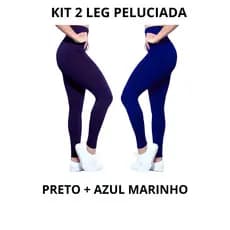 kit 2 legging flanelada leg peluciada feminina costura reforçada suplex